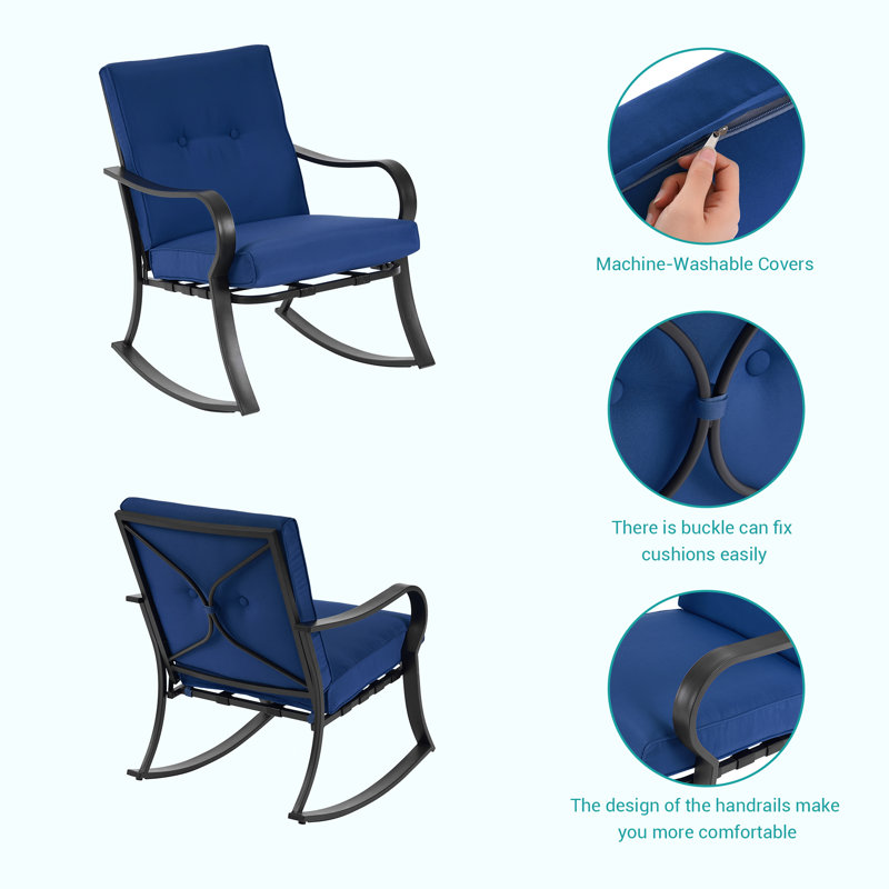 Anea 2 - Person Patio Conversation Set with Cushions, Blue