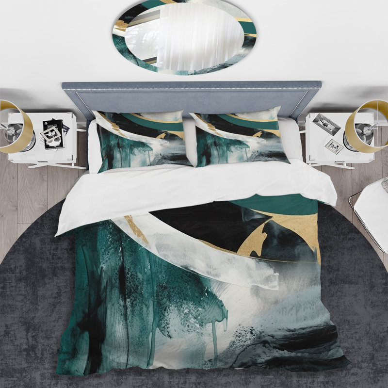 Ensemble de housse de couette en microfibre / polyester or et vert Enchantment II
