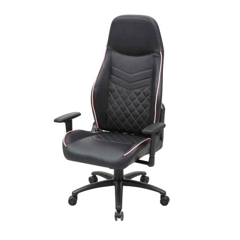 Rhodell Reclining Gaming Chair, Black/Pink