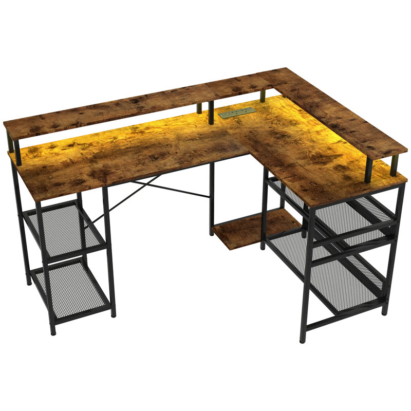 L-Shaped Metal Base Computer Desk