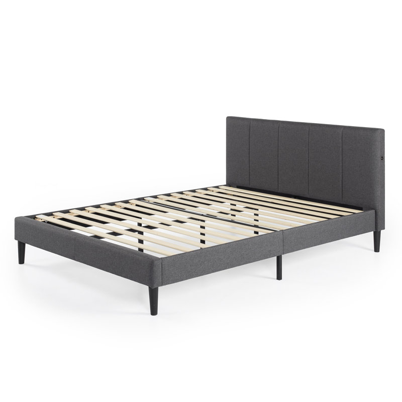 Zinus Upholstered Platform Bed, Full, Gray