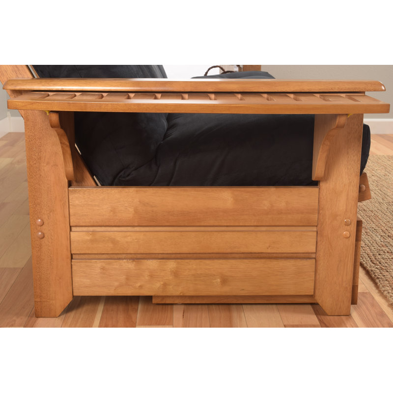 Futon double avec matelas Stratford, Noyer cendré, Similicuir caramel piste de l’Oregon