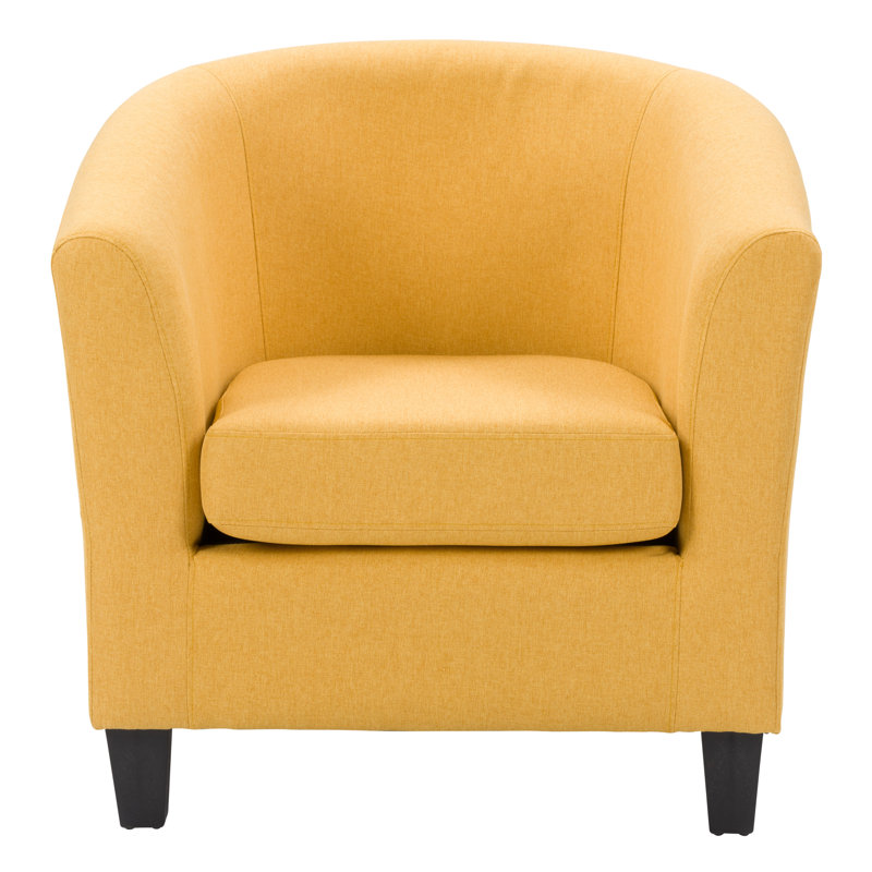 Elewood Upholstered Barrel Chair, Yellow Polyester