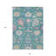 Tapis extérieur lavable floral bleu sarcelle et ivoire 8 'X 10'