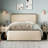 King Size Modern Bed Frame With Curved Upholstered Headboard And , 4 Storage Drawers, Skin - Material, 800 Lbs Weight Capacity Under Capacity, Linen-1516733385