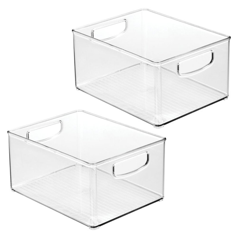 Bac à manger empilable en plastique avec poignées iDesign - Ensemble de 2 - Transparent