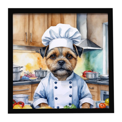 Border Terrier The Chef Framed Metal Print