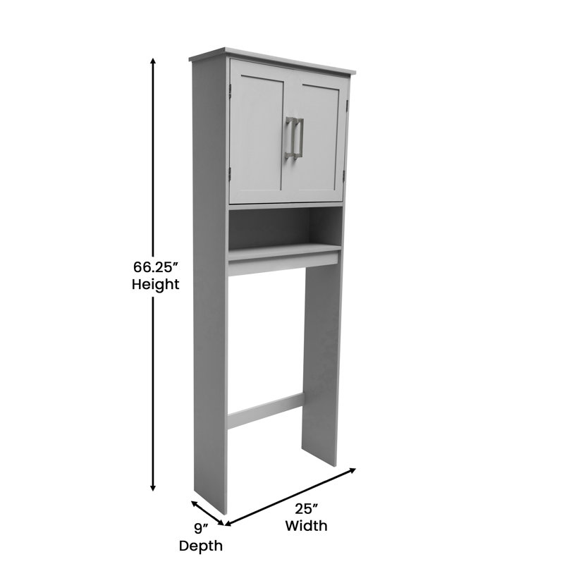 Gray Engineered Wood Over-the-Toilet Storage Cabinet with Adjustable Shelves