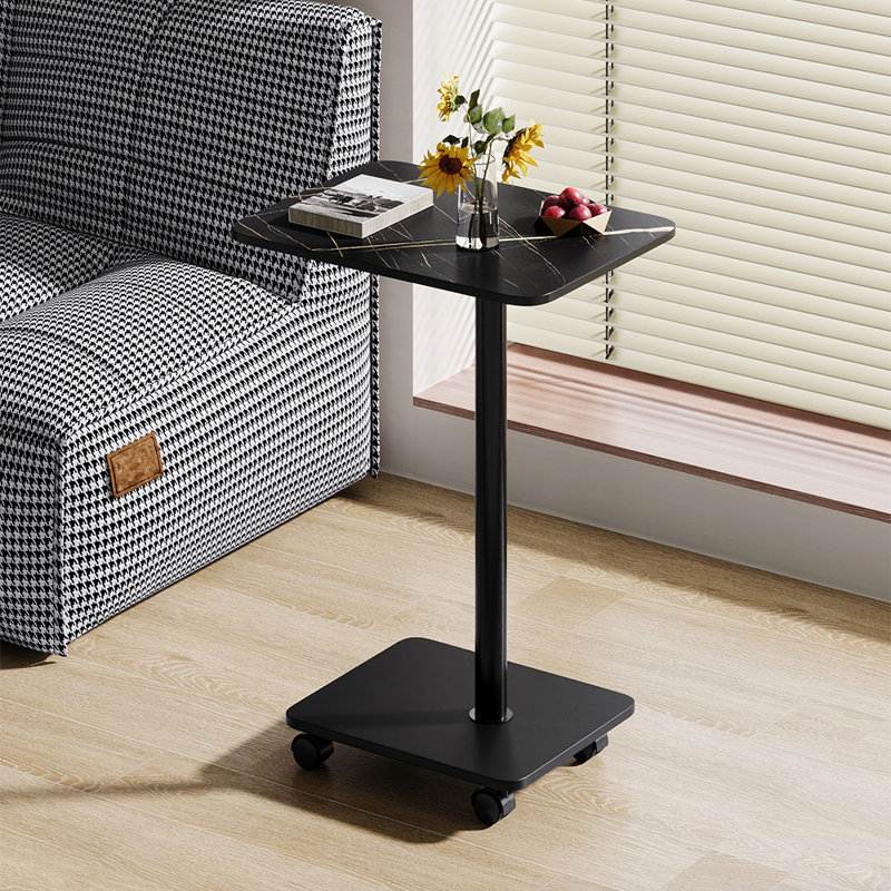 Tray Top Pedestal End Table, Black, Black