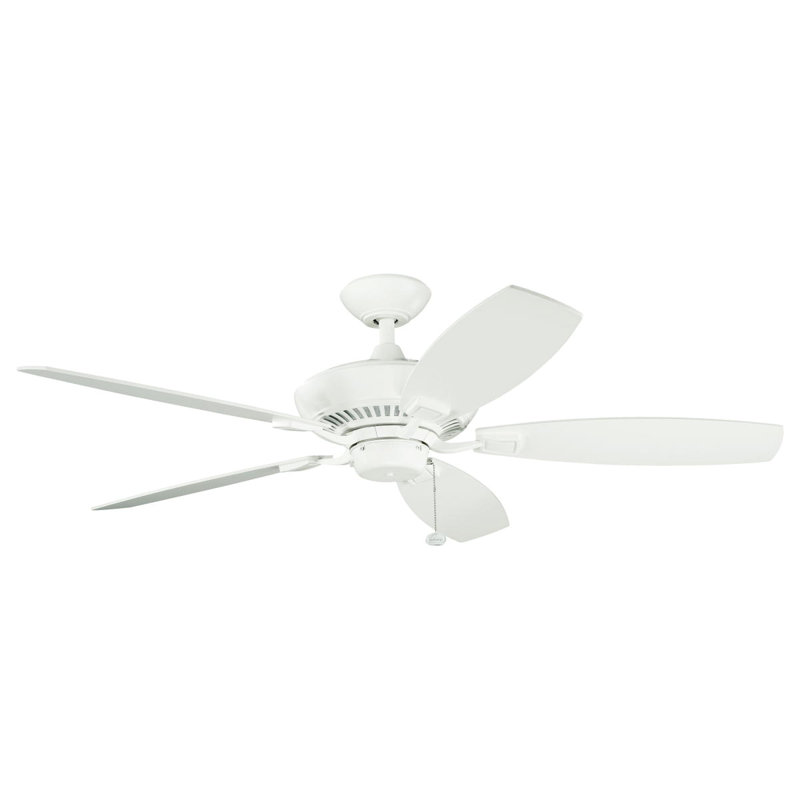 Ventilateur de plafond Kichler Canfield, Thermolaqué blanc avec pales blanches