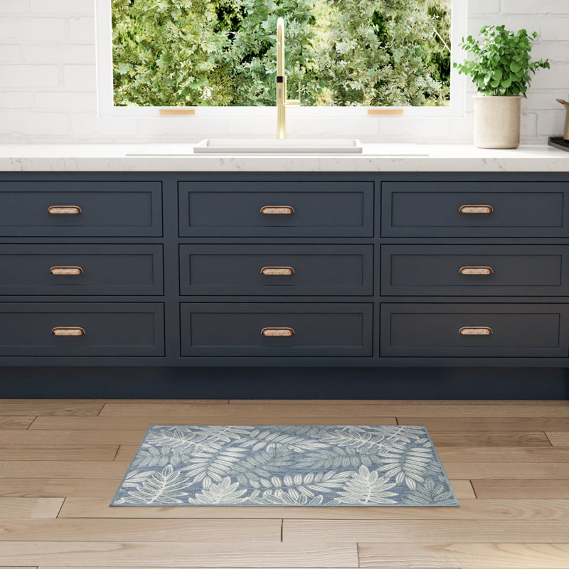 Lakesha 2'8" x 4' Blue Modern Rug, Rectangle 2'8" x 4'