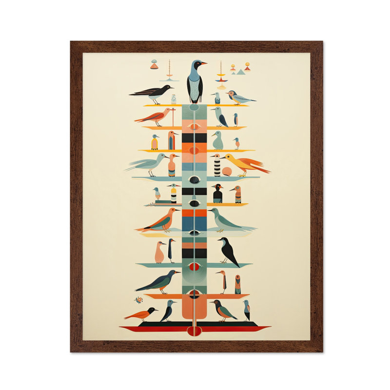 Tour des oiseaux, Poster, 12"H x 16"W, Brown Framed