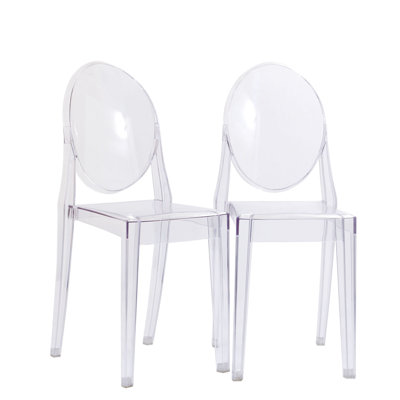 Casper Modern Acrylic Stacking Two Dining Side Chairs in Clear by Modway
