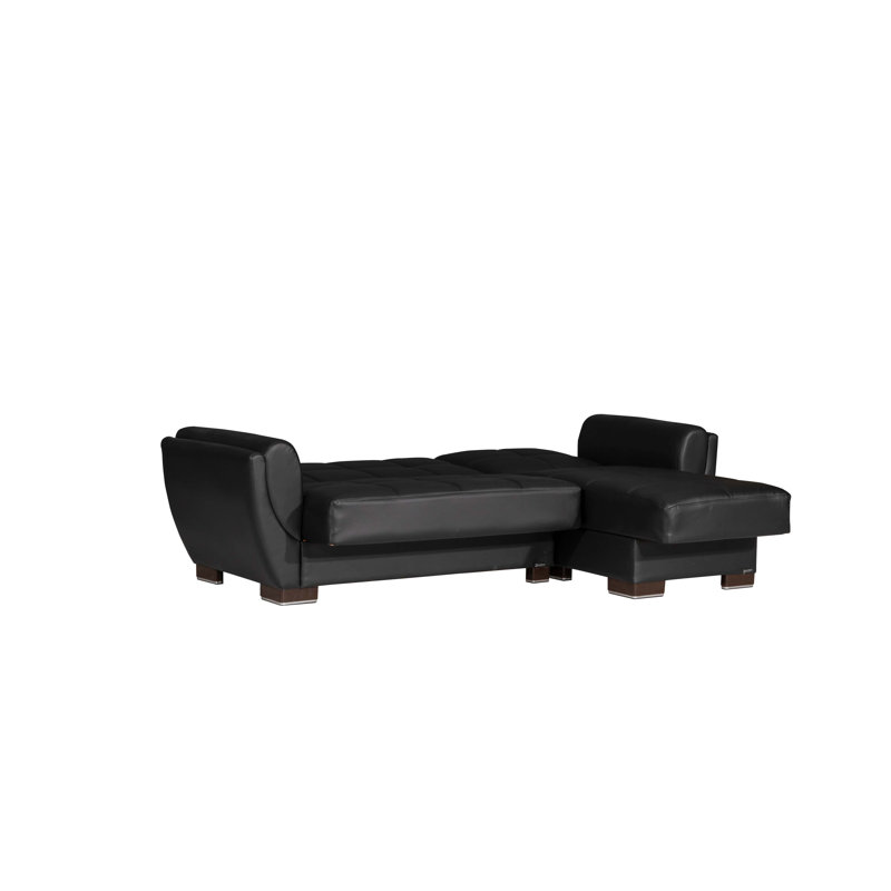 Chaise longue rembourrée convertible avec rangement, Noir