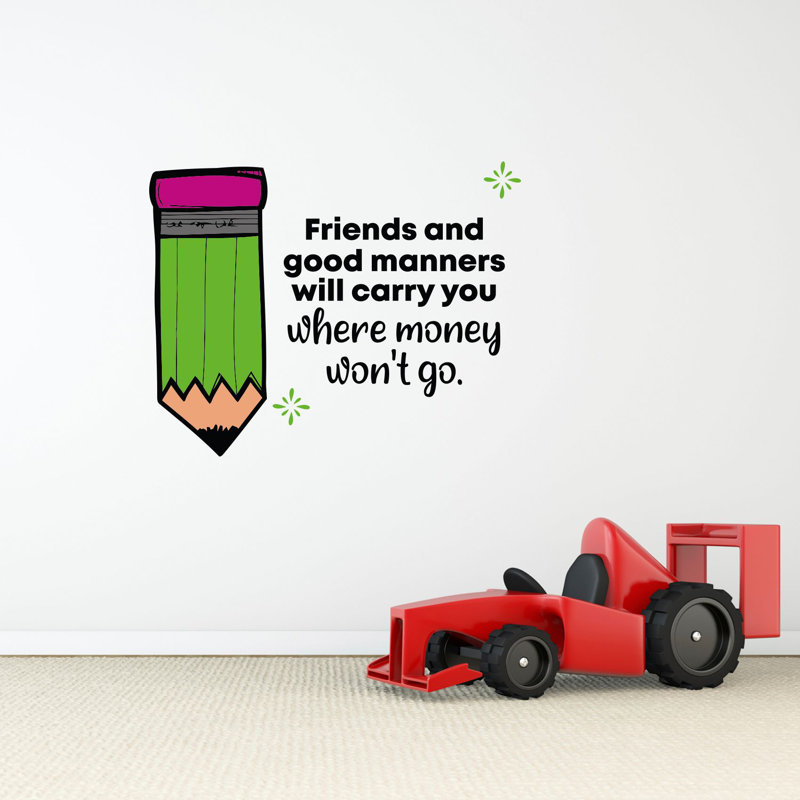 Décalcomanie murale citations de dessins animés « good mœurs School Class », H 40 po x l 40 po x P 0,05 po