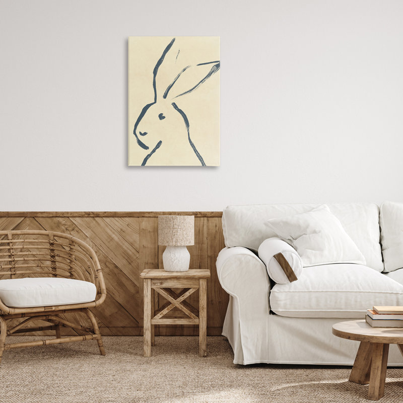 «Minimal Brushed Rabbit Canvas Wall Art» par June Erica Vess, H 36 po x l 24 po