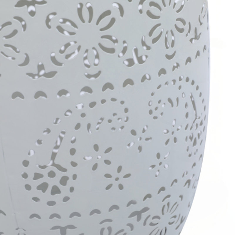 Table d'appoint solaire avec pile solaire intégrée, superbe motif de fleurs la nuit, Blanc