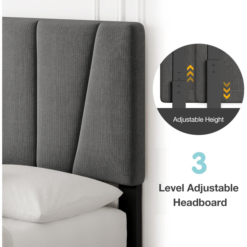 Bed Frame With Adjustable Headboard, No Box Spring Needed, Full