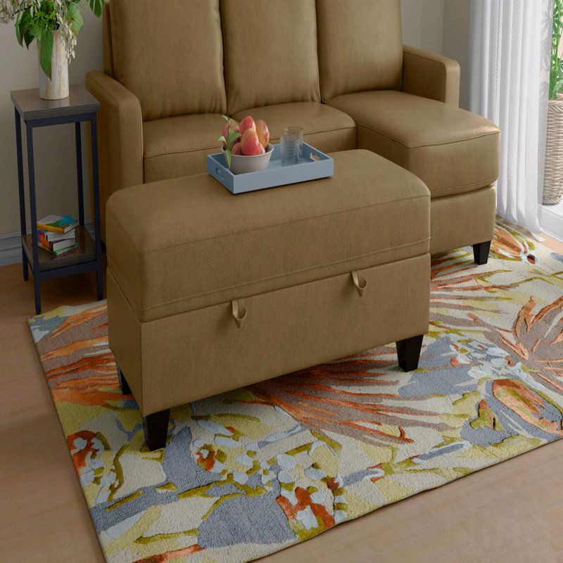  Banc de rangement avec repose-pieds brun 48,6 po - Assise rembourrée facile à assembler, Brun