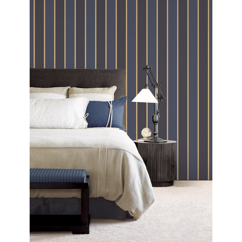 Donner 10m x 53cm Matte Wallpaper Roll, Navy/Blue/Gold