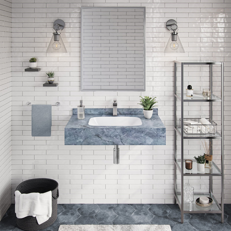 Avancer 36'' Wall Mount Sink In Blue Celeste, Blue Celeste