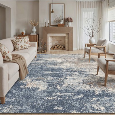 Modern Abstract Indoor Rug in Blue/White