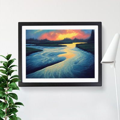Forest River At Sunrise Framed Print