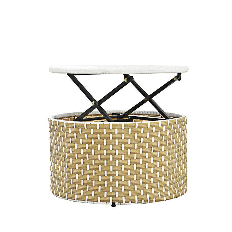 Ensemble de salon de jardin d'extérieur avec canapé modulaire, Coussin beige / structure beige