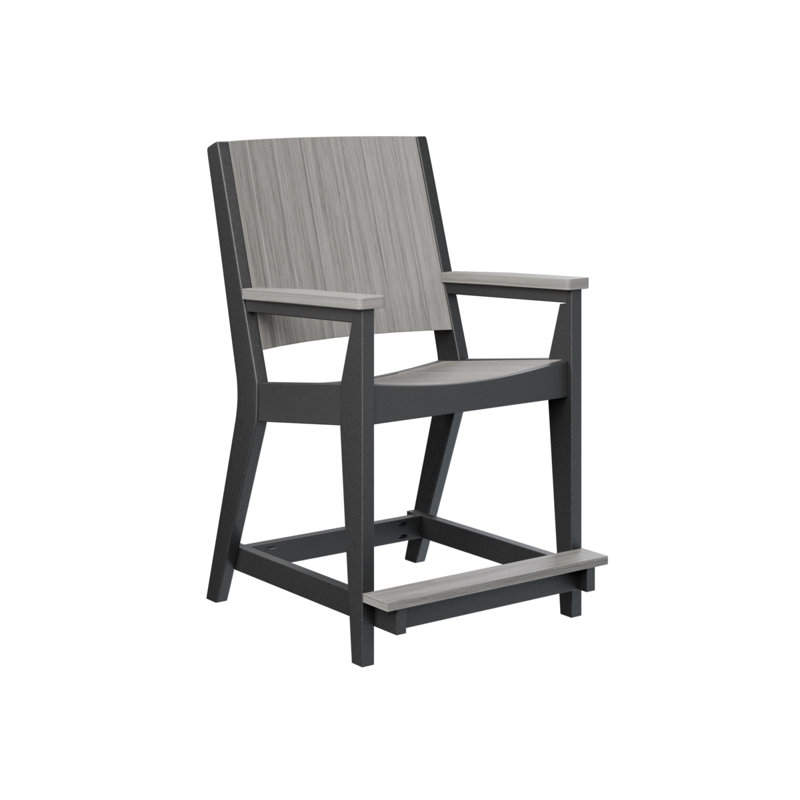 Mayhew Outdoor Bar Stool, Black, Driftwood Gray