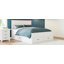Structure de lit moderne avec 6 tiroirs, lit plateforme avec support à lattes en bois, sans sommier tapissier, blanc-817911065