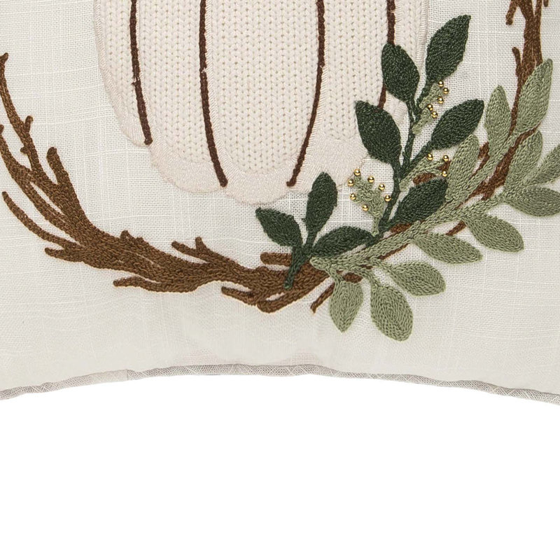 White Pumpkin Wreath Pillow