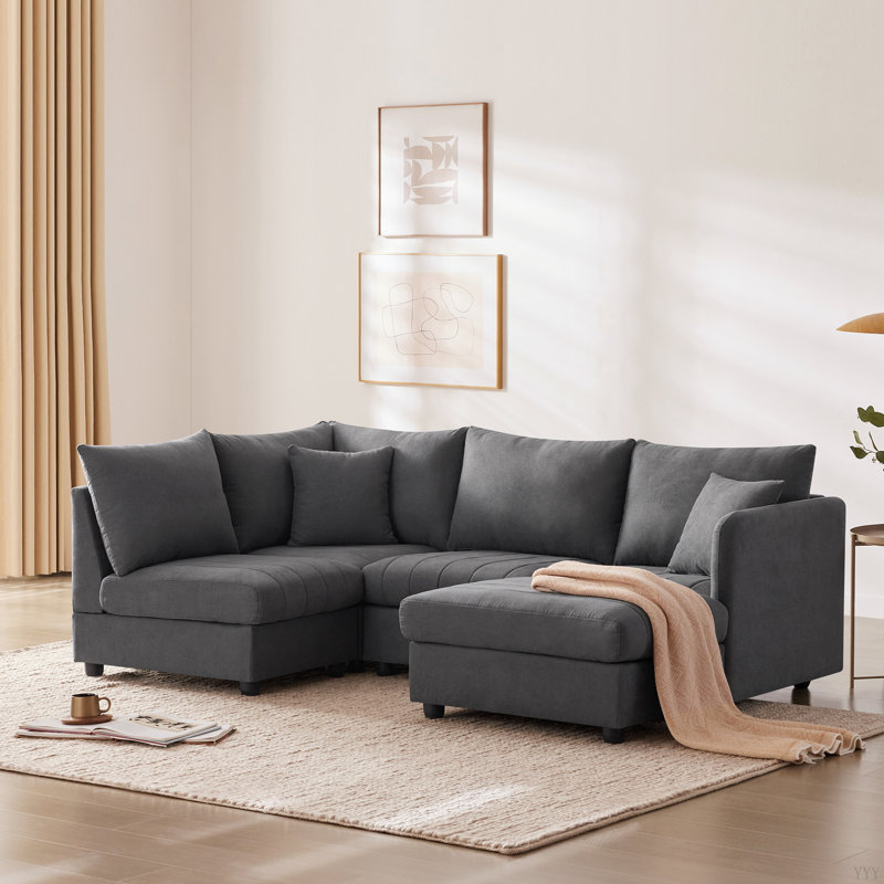 Krystynn Upholstered 89'' Sofa, Dark Gray