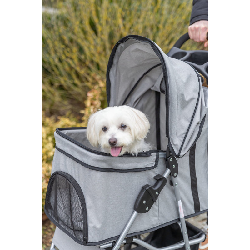 Gray Lightweight and Compact Pet Stroller for Small Dogs and Cats
