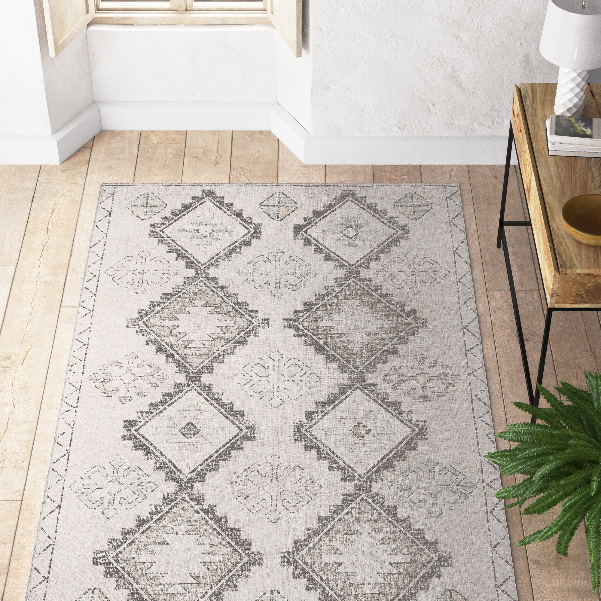 The Twillery Co. Epworth Southwestern Diamond Machine Washable Area Rug ...