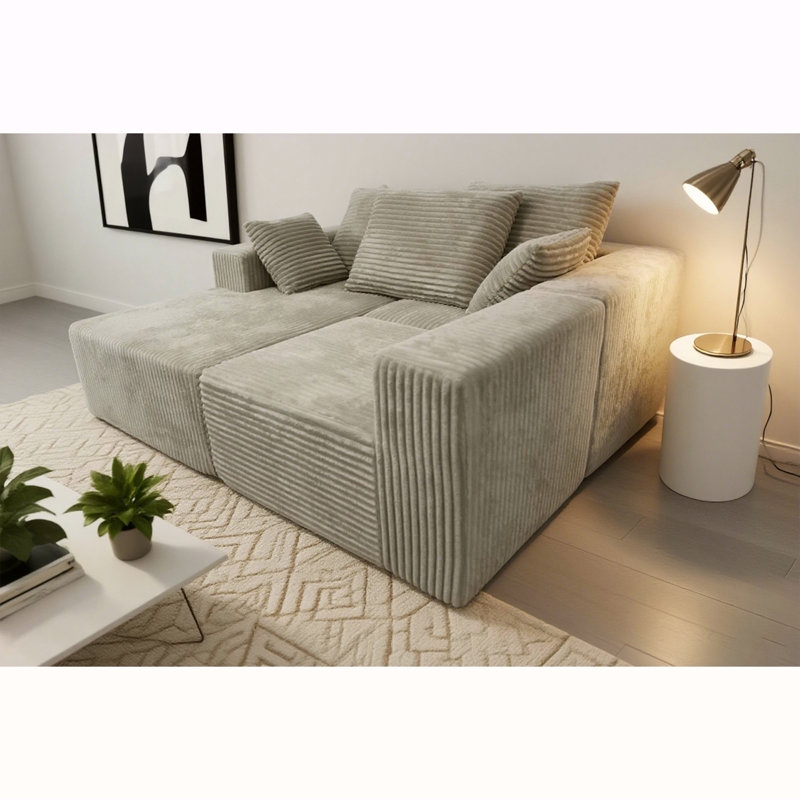 Canapé d'angle, canapé modulaire, canapé-lit, canapé-lit, fabriqué en éponge haute densité et tissu moelleux doux, avec plusieurs combinaisons disponibles (gris)