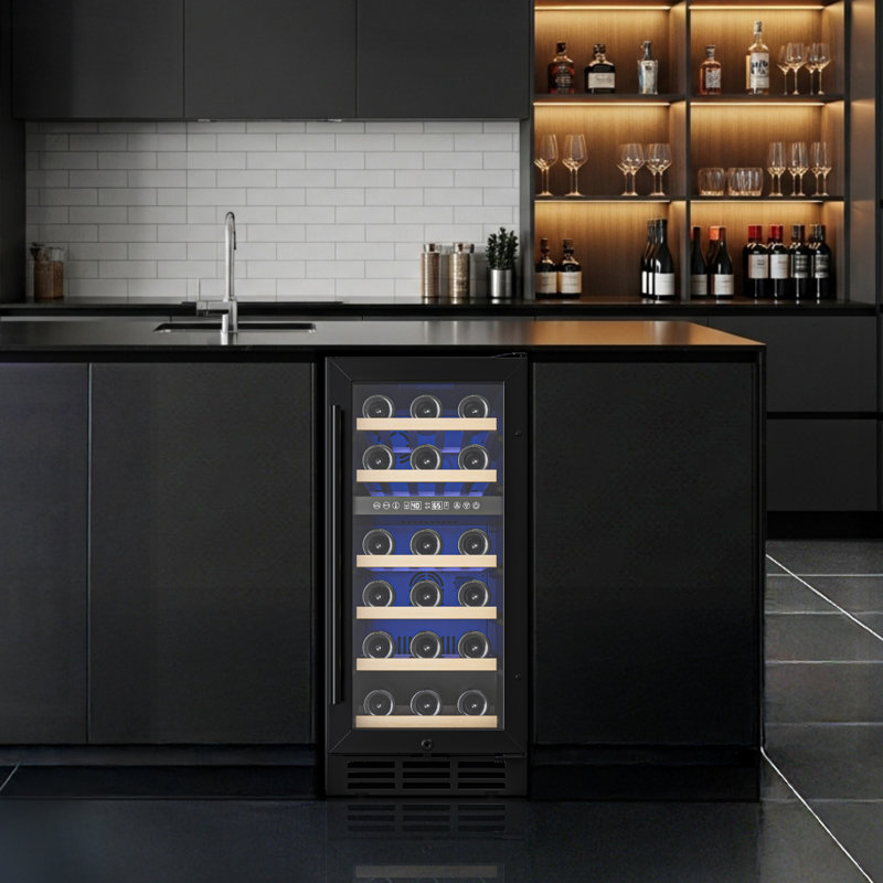 Euhomy 15 Inch Wine Fridge, Dual Zone Wine Chiller With Digital Temperature Control, Wine Cooler Upgraded Compressor Fits Low Noise, Wine Storage With Double-Layer Glass Door, 30 Bottles
