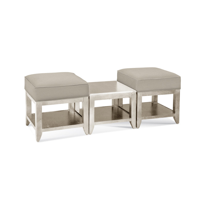 Elements Upholstered Cube Ottoman, Antique Black, Beige Performance Fabric; 0851-73