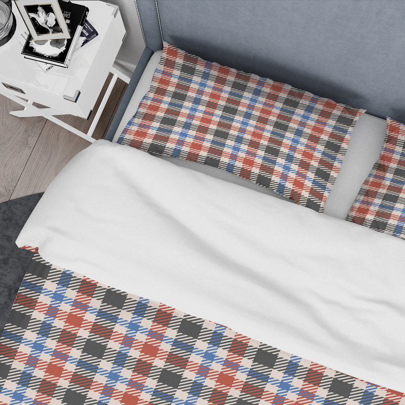 Multicolor Checked Tartan - Abstract Duvet Cover Set - Microfiber Polyester, Twin Duvet Cover + 1 Standard Sham