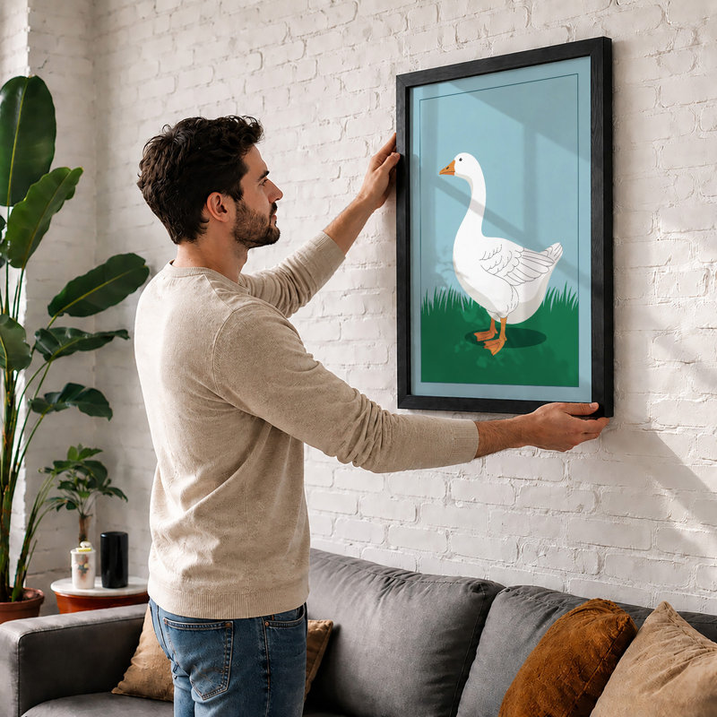 Standing Goose Modern - Print, A3 - 42.0 x 29.7 cm, White