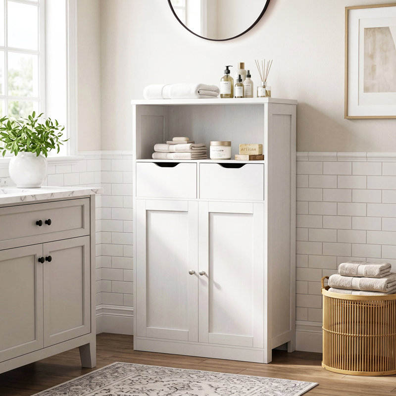 Floor Bathroom Storage Cabinet, White