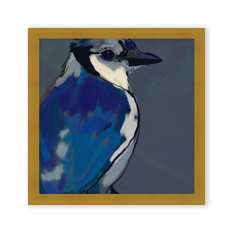 Nature Inspired Azure Aviary, 16" H x 16" W, Framed Matted Print, Black