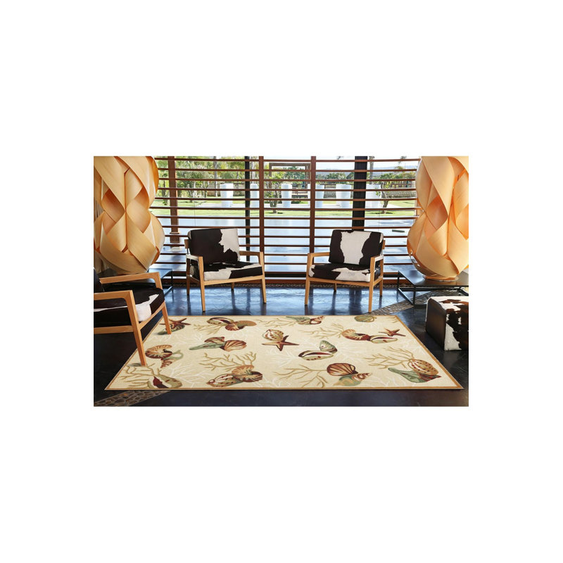 Tapis décoratif tissé lavable à motif étoile de mer, Sous-tapis rectangulaire 5 pi 1 po x 7 pi 7 po inc