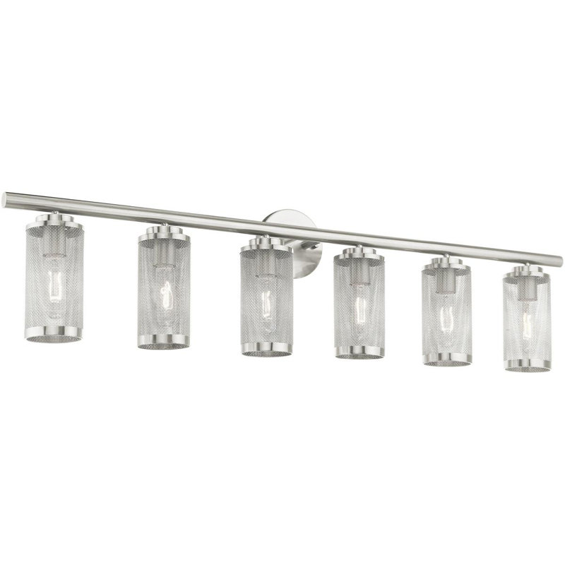 Industro Sleek 6-Light Brushed Nickel Vanity Sconce with Stainless Steel Mesh Shade