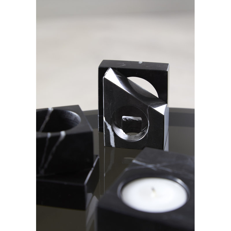 Jeu De Des 2 Candle Holder, 2'' H 2.40'' W x 2.80'' D, Black