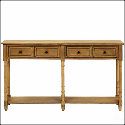 Console Table Sofa Table Easy Assembly with Two Storage Drawers and Bottom Shelf for Living Room, Entryway (Old Pine)