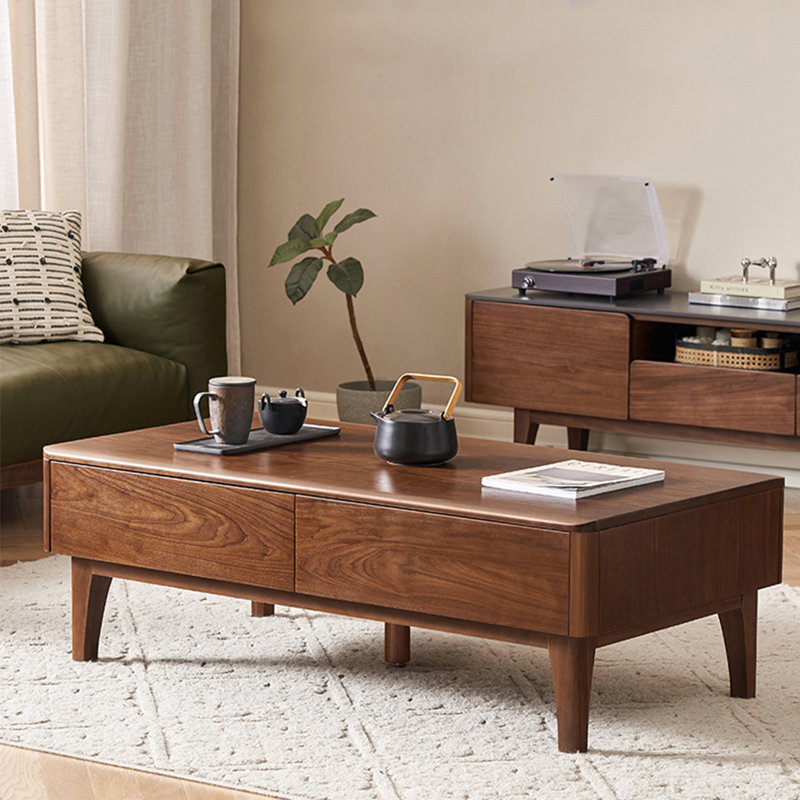Table basse rectangulaire simple en bois massif, H 16,5 po x L 51,2 po x l 25,6 po
