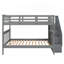 Lit superposé en escalier avec rangement et garde-corps pour chambre à coucher, dortoir, gris