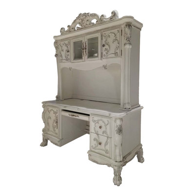 Dresden Computer Desk & Hutch, Bone White Finish