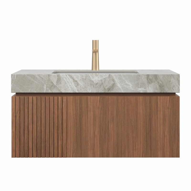 Meuble-lavabo 36 po avec lavabo, Espresso, Gris clair, 36"
