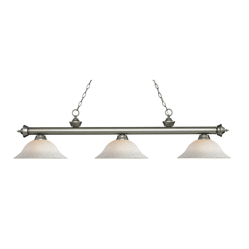 Chevelle 3 - Light Pool Table Lights Pendant, White Mottle, 13.25" H x 59" W x 16" D, Matte Black